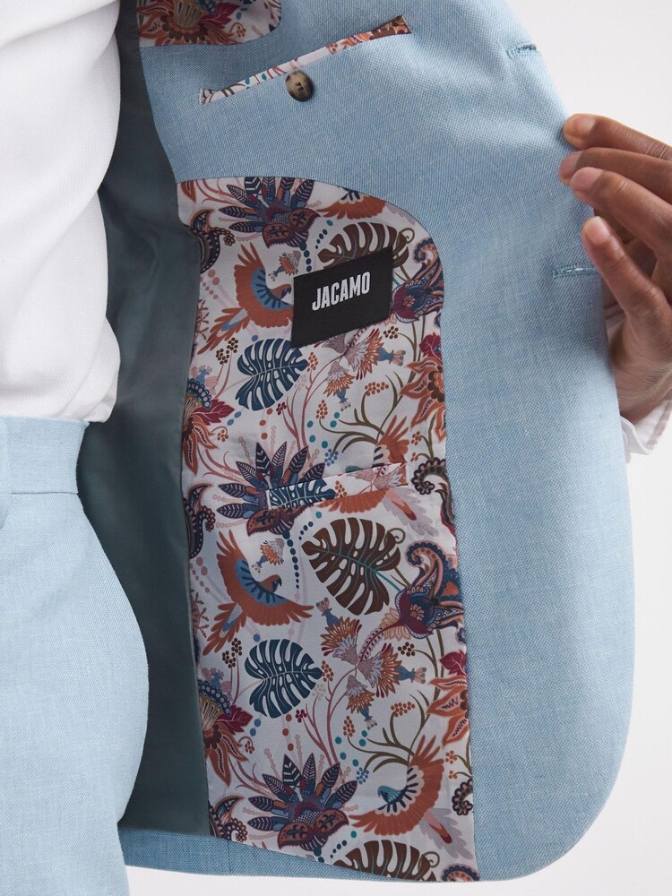 Jacamo Blue Danny Linen Mix Blazer - Image 5 of 5