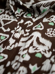Another Sunday Oversized 100% Cotton Long Sleeved Button Through Shirt In Brown Geo Print - Image 6 of 6