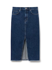 Another Sunday Denim Midi Skirt With Middle Seam Slit In Blue - Image 4 of 6