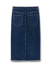 Another Sunday Denim Midi Skirt With Middle Seam Slit In Blue - Image 5 of 6