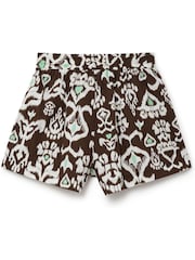 Another Sunday High Waisted Shorts With Elasticated Tie Waist In Brown Geo Print - Image 5 of 6