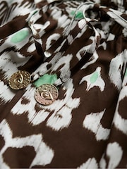 Another Sunday High Waisted Shorts With Elasticated Tie Waist In Brown Geo Print - Image 6 of 6