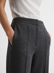 Reiss Grey Melange Iria Petite Wool Blend Wide Leg Suit Trousers - Image 3 of 6