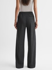 Reiss Grey Melange Iria Petite Wool Blend Wide Leg Suit Trousers - Image 4 of 6