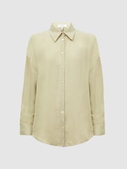 Reiss Khaki Ellis Oversized Long Sleeve Shirt - Image 2 of 6