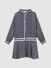 Reiss Navy Print Alex 9-14 yrs Polka Dot Long Sleeve Dress - Image 2 of 6