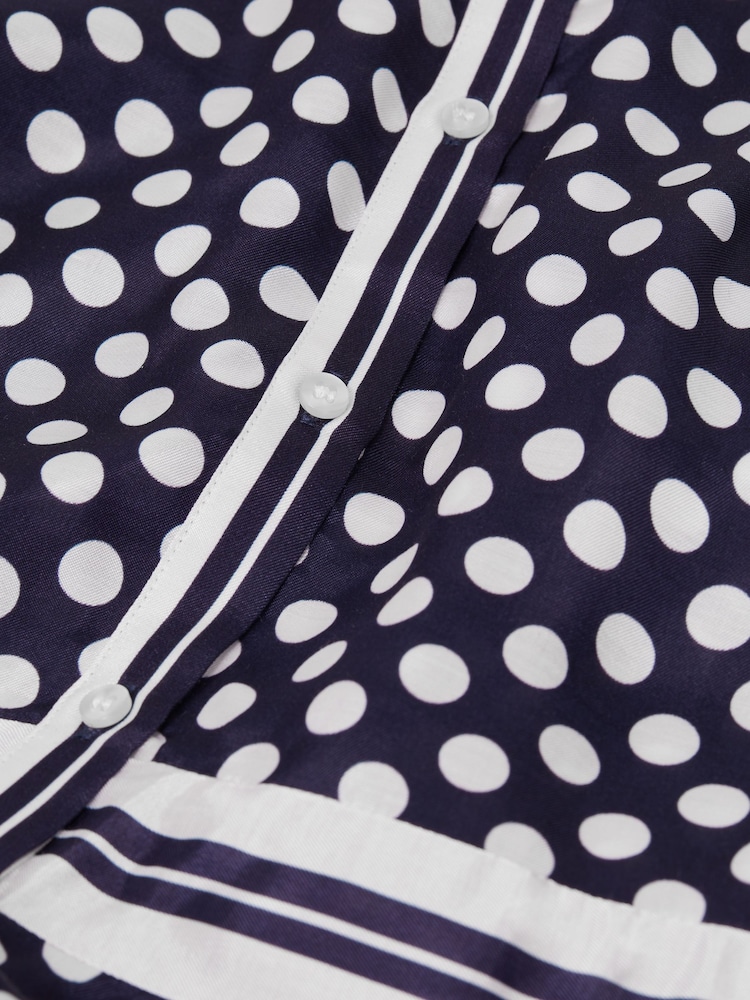 Reiss Navy Print Alex 9-14 yrs Polka Dot Long Sleeve Dress - Image 6 of 6