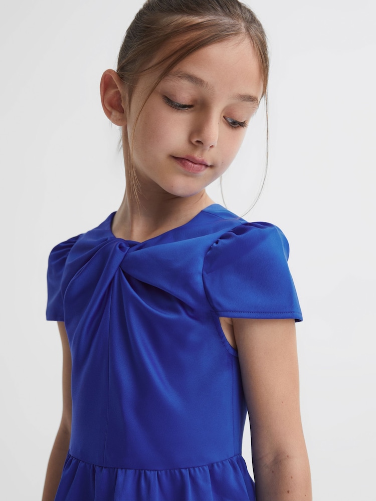 Reiss Blue Maria 4-9 yrs Knot Detail Dress - Image 1 of 6