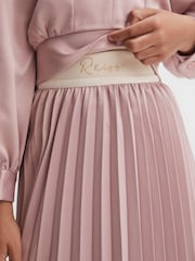 Reiss Pink Ezra Senior Pleated Elasticated Skirt - Image 3 of 6