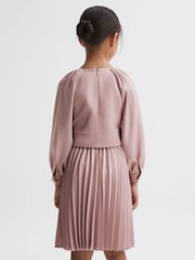 Reiss Pink Ezra Senior Pleated Elasticated Skirt - Image 4 of 6