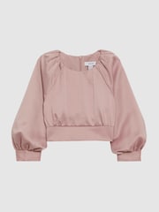 Reiss Pink Molly 9-14 yrs Cropped Pleated Blouse - Image 2 of 6