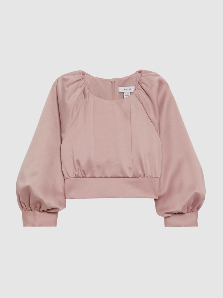 Reiss Pink Molly 9-14 yrs Cropped Pleated Blouse - Image 2 of 6