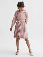 Reiss Pink Molly 9-14 yrs Cropped Pleated Blouse - Image 3 of 6
