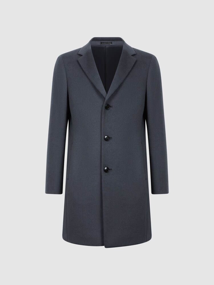 Reiss Airforce Blue Gable Wool Blend Single Breasted Epsom Overcoat - Image 2 of 5