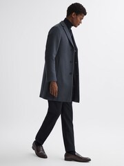 Reiss Airforce Blue Gable Wool Blend Single Breasted Epsom Overcoat - Image 4 of 5