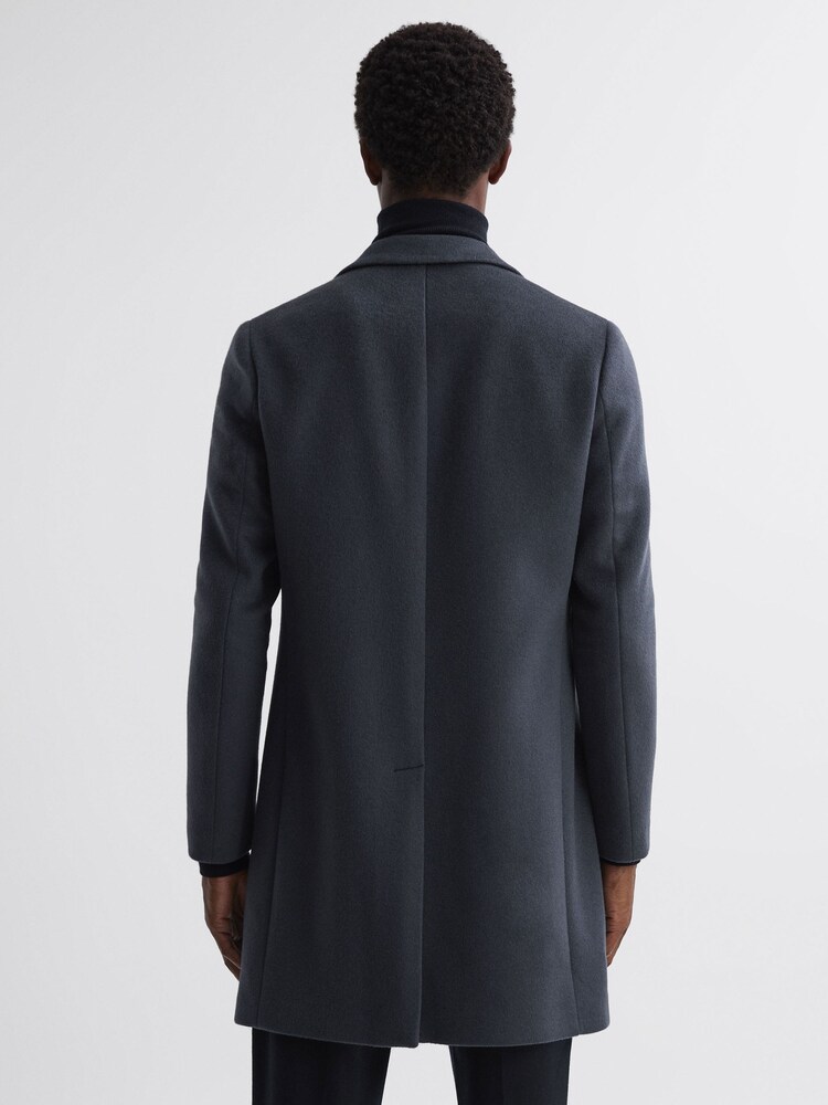 Reiss Airforce Blue Gable Wool Blend Single Breasted Epsom Overcoat - Image 5 of 5