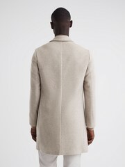 Reiss Stone Melange Gable Wool Blend Single Breasted Epsom Overcoat - Image 4 of 5