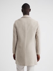 Reiss Stone Melange Gable Wool Blend Single Breasted Epsom Overcoat - Image 5 of 5