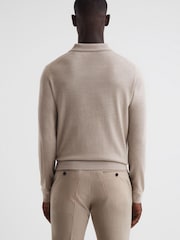 Reiss Mink Milburn Merino Wool Open Collar Polo Shirt - Image 5 of 5
