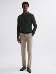 Reiss Forest Milburn Merino Wool Open Collar Polo Shirt - Image 3 of 5