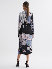 Reiss Black Samara Pleat Front Midi Dress - Image 5 of 5
