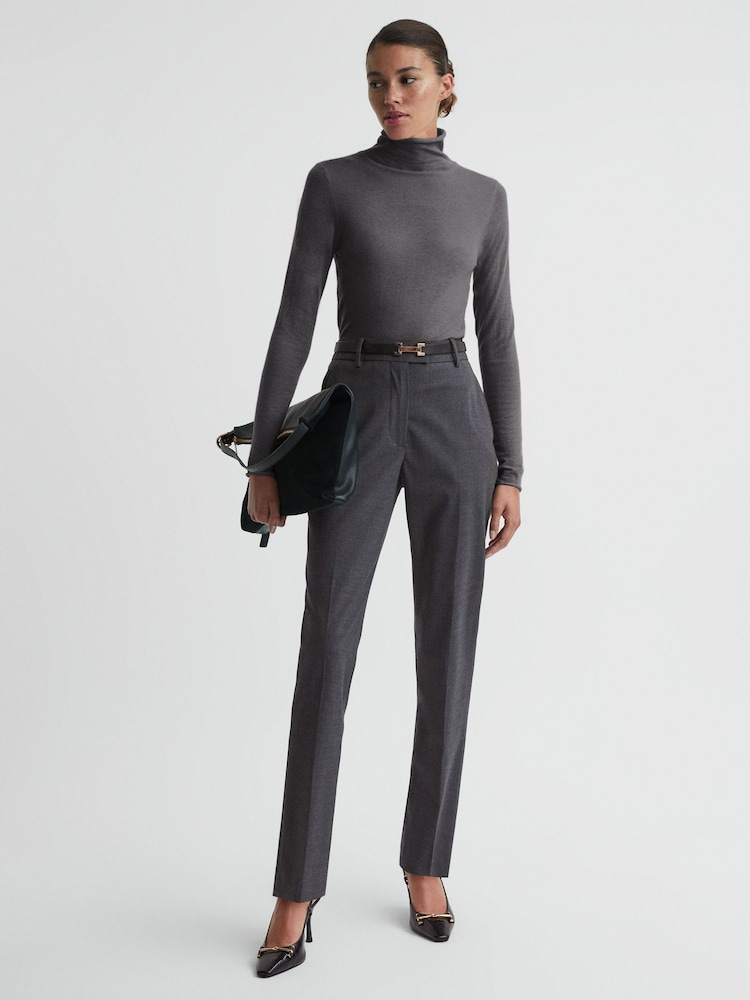 Reiss Grey Melange Sonny Slim Fit Wool Blend Trousers - Image 1 of 4
