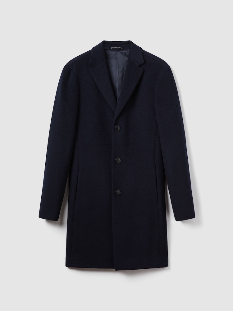 Reiss Navy Gable Wool Blend Single Breasted Epsom Overcoat - Image 2 of 6