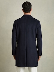 Reiss Navy Gable Wool Blend Single Breasted Epsom Overcoat - Image 5 of 6