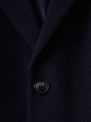 Reiss Navy Gable Wool Blend Single Breasted Epsom Overcoat - Image 6 of 6