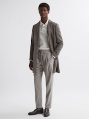 Reiss Mouse Melange Gable Wool Blend Single Breasted Epsom Overcoat - Image 1 of 5