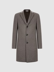 Reiss Mouse Melange Gable Wool Blend Single Breasted Epsom Overcoat - Image 2 of 5