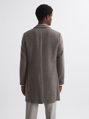 Reiss Mouse Melange Gable Wool Blend Single Breasted Epsom Overcoat - Image 4 of 5