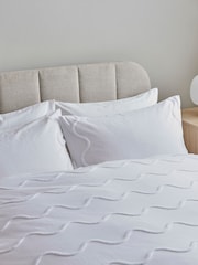 White Tufted Wave 100% Cotton Duvet Cover and Pillowcase Set - Image 2 of 4