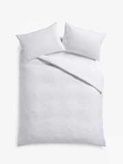 White Tufted Wave 100% Cotton Duvet Cover and Pillowcase Set - Image 4 of 4