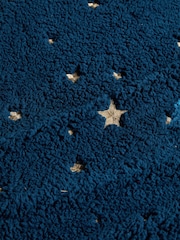 Navy Teddy Borg Fleece Embroidered Star Duvet Cover and Pillowcase Set - Image 3 of 4