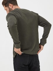 FatFace Green Long Sleeve Waffle Crew T-Shirt - Image 3 of 6