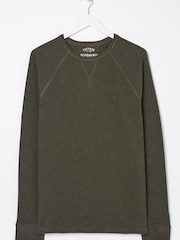FatFace Green Long Sleeve Waffle Crew T-Shirt - Image 6 of 6