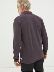 FatFace Purple Long Sleeve Organic Pique Polo Shirt - Image 2 of 4