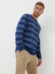 FatFace Gestreiftes Sweatshirt mit Rundhalsausschnitt, Indigo - Bild 1 von 4