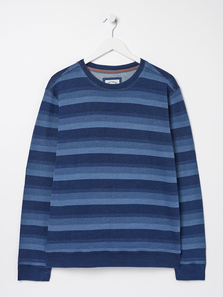 FatFace Gestreiftes Sweatshirt mit Rundhalsausschnitt, Indigo - Bild 4 von 4