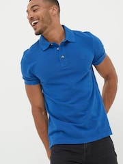 FatFace Blue Organic Pique Polo Shirt - Image 1 of 4