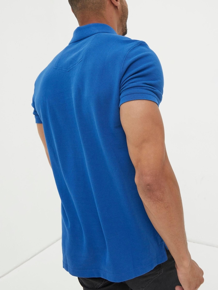FatFace Blue Organic Pique Polo Shirt - Image 2 of 4