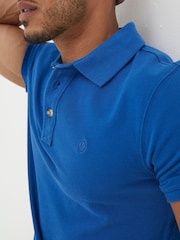 FatFace Blue Organic Pique Polo Shirt - Image 3 of 4
