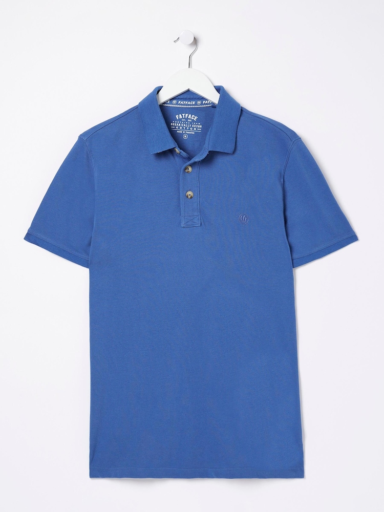 FatFace Blue Organic Pique Polo Shirt - Image 4 of 4