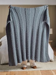Grey Knitted Stripe Throw - Image 3 of 6