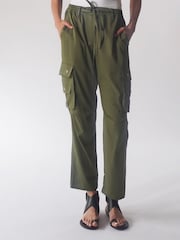 Religion Green Utility Inspired Trousers With Multiple Pockets In Soft Crepe - Image 1 of 6