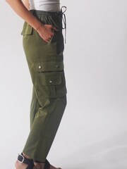 Religion Green Utility Inspired Trousers With Multiple Pockets In Soft Crepe - Image 2 of 6