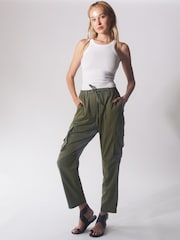 Religion Green Utility Inspired Trousers With Multiple Pockets In Soft Crepe - Image 4 of 6