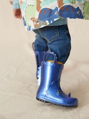 Metallic Blue Dino Handle Wellies - Image 3 of 10