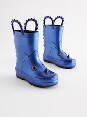 Metallic Blue Dino Handle Wellies - Image 4 of 10